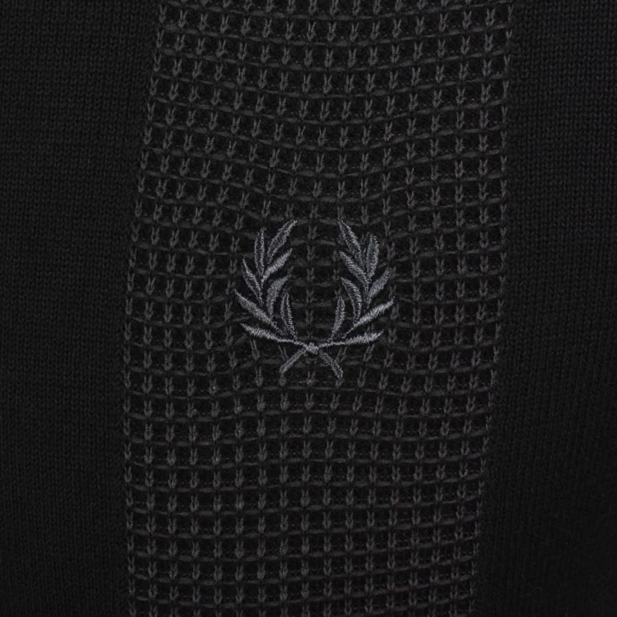 Image number 3 for Fred Perry Panel Detail Knit Polo Shirt Black