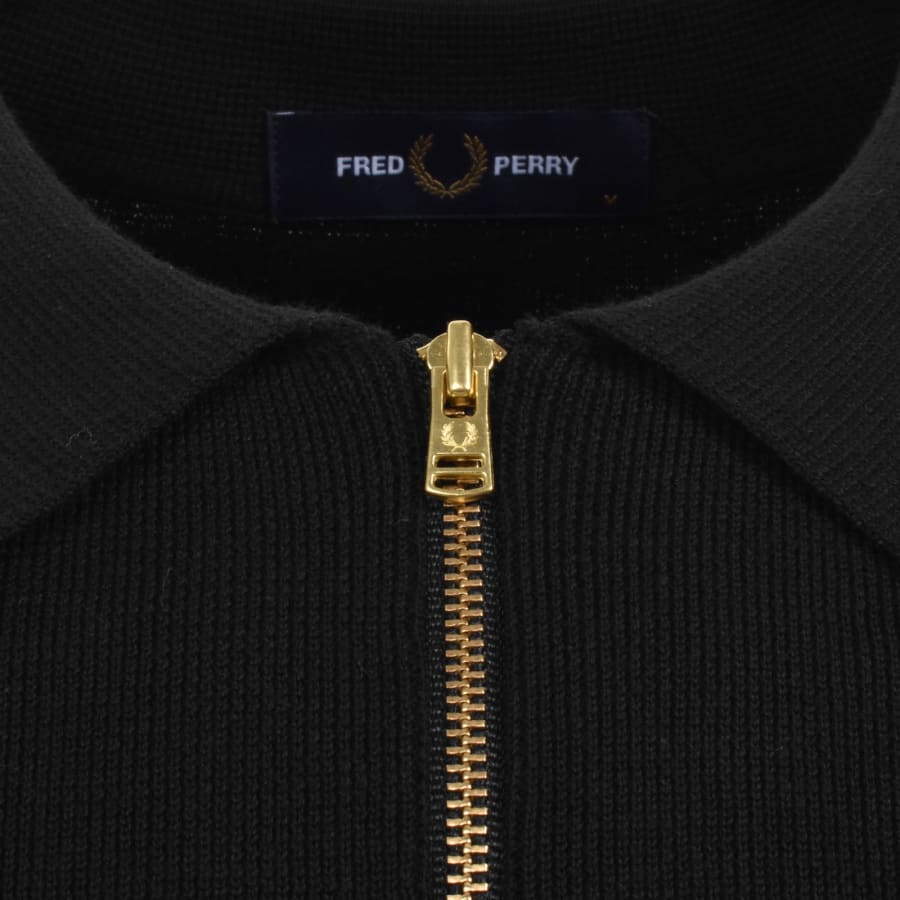 Image number 4 for Fred Perry Panel Detail Knit Polo Shirt Black