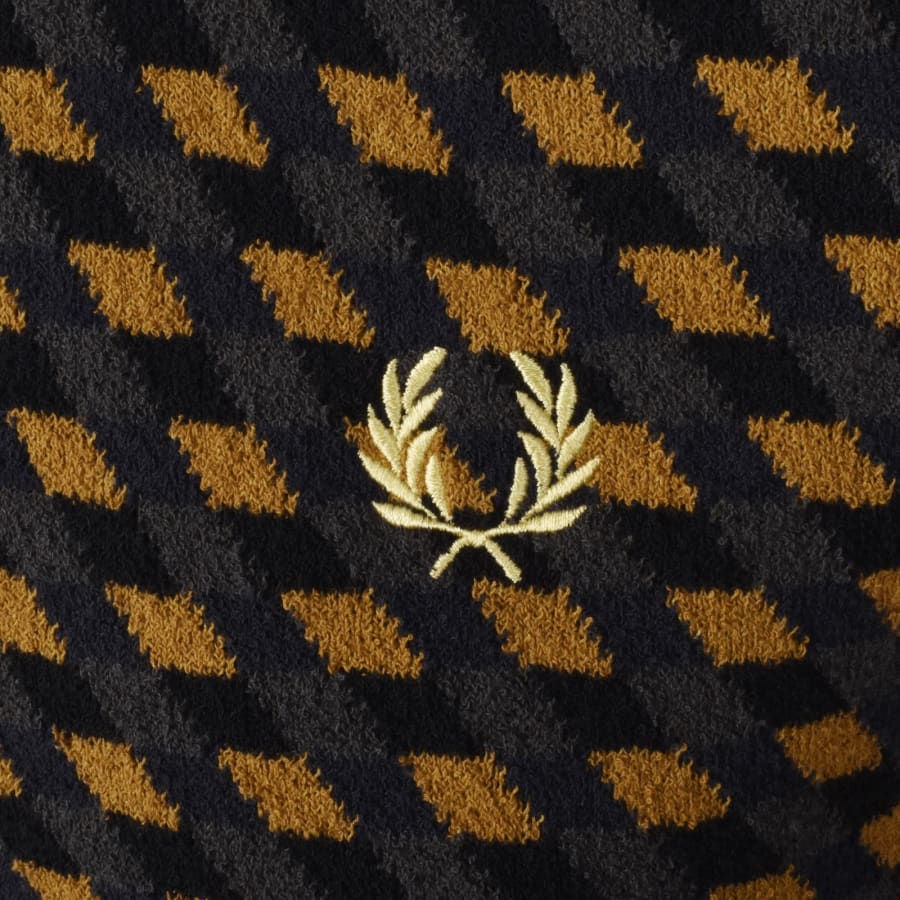 Image number 3 for Fred Perry Geometric Knit Polo Shirt Black