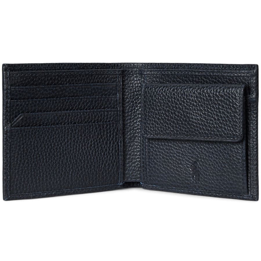 Image number 2 for Ralph Lauren Billfold Coin Leather Wallet Navy