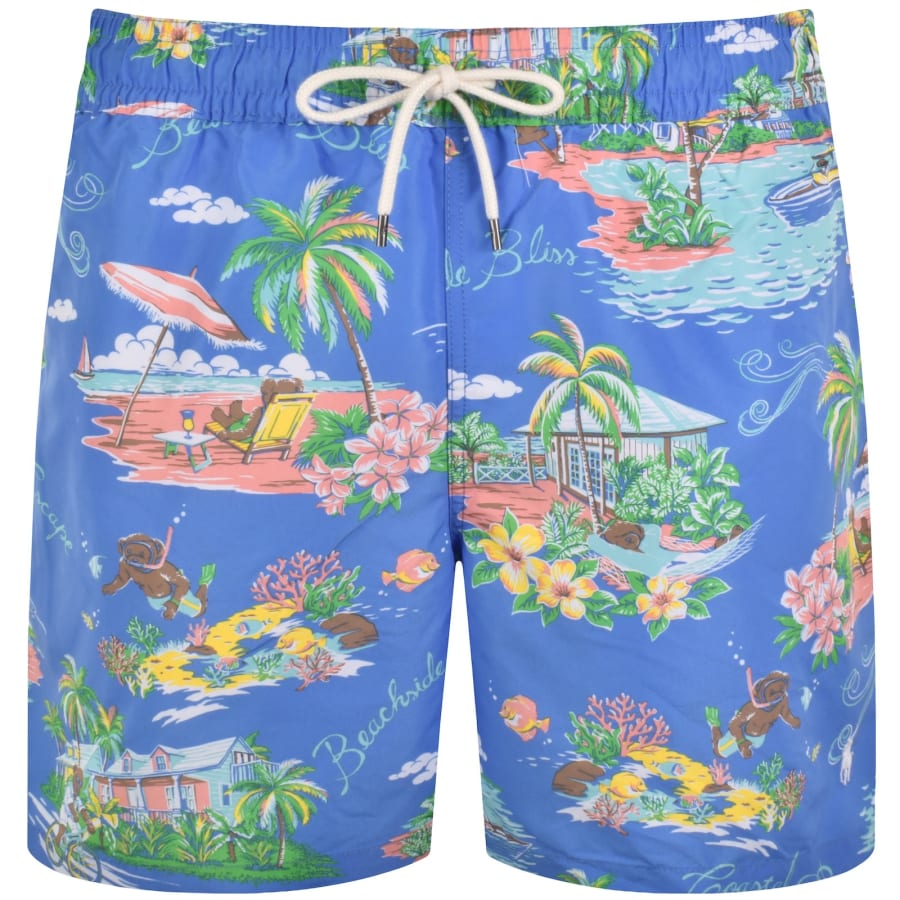 Image number 1 for Ralph Lauren Bahamas Bear Swim Shorts Blue