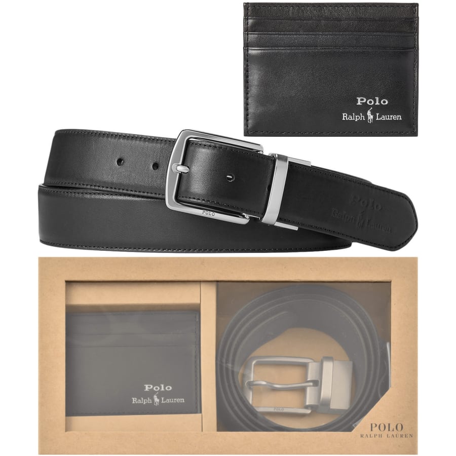 Image number 1 for Ralph Lauren Belt And Card Holder Gift Set Black