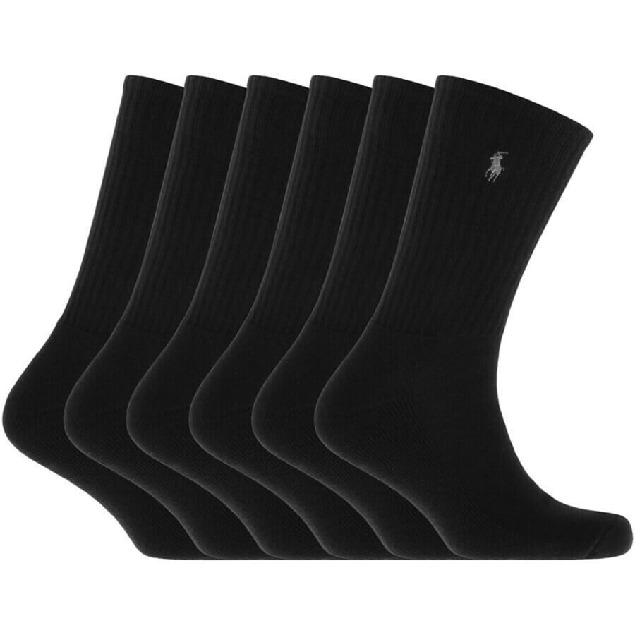 Image number 1 for Ralph Lauren 6 Pack Crew Socks Black