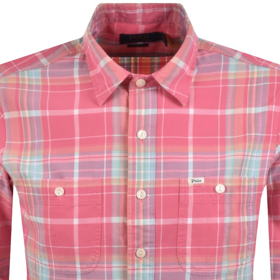Image number 2 for Ralph Lauren Long Sleeve Check Shirt Pink