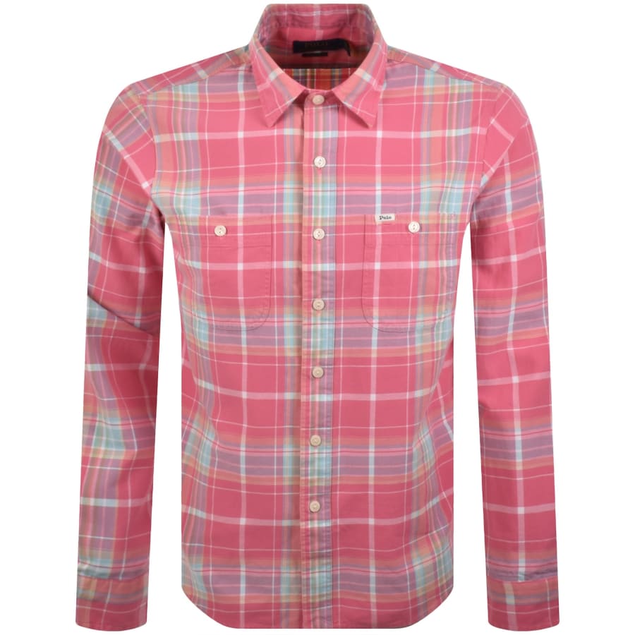 Image number 1 for Ralph Lauren Long Sleeve Check Shirt Pink