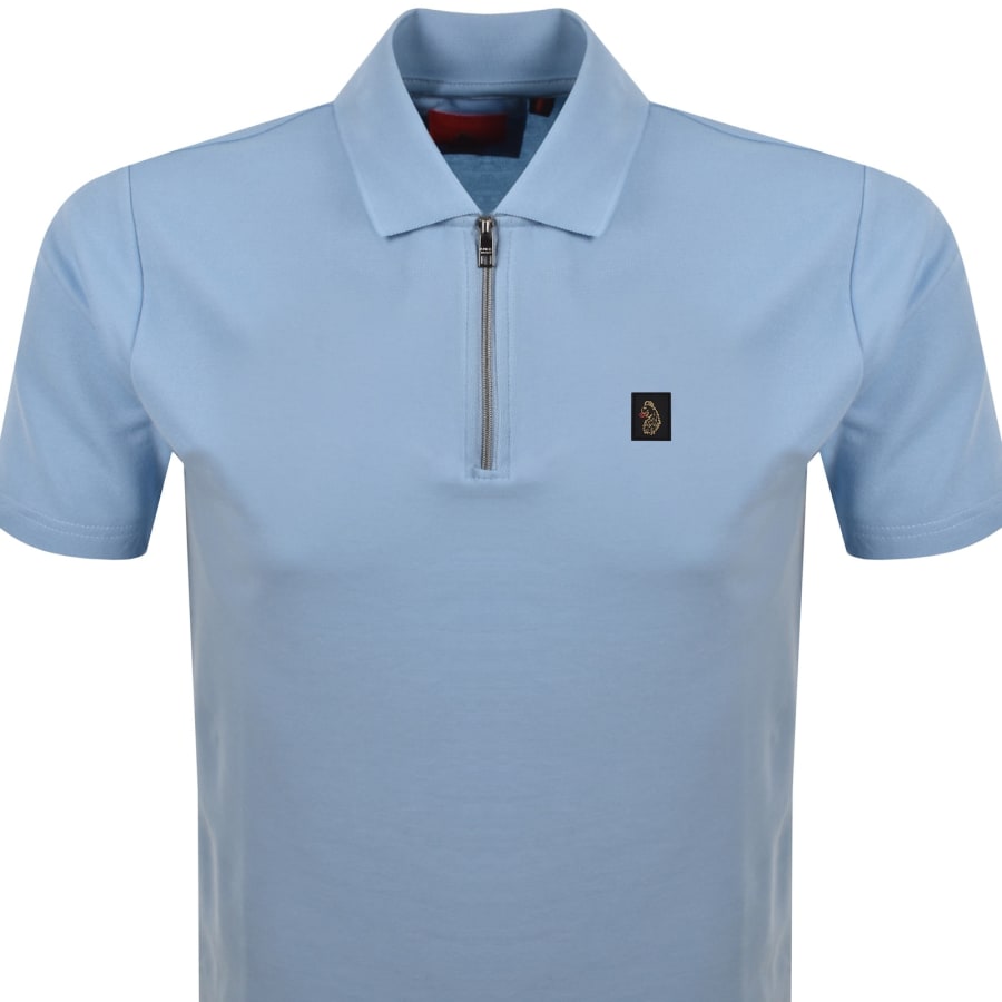 Image number 2 for Luke 1977 Turret Zip Polo T Shirt Sky Blue