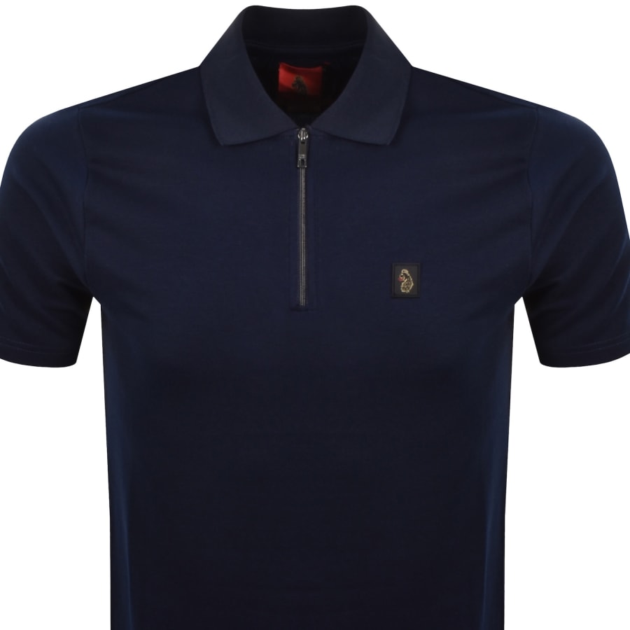 Image number 2 for Luke 1977 Turret Zip Polo T Shirt Navy