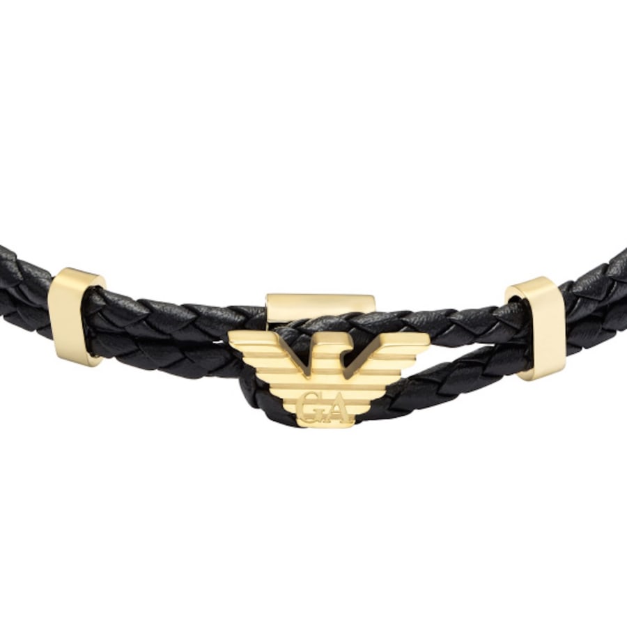 Image number 3 for Emporio Armani Leather ID Bracelet Black