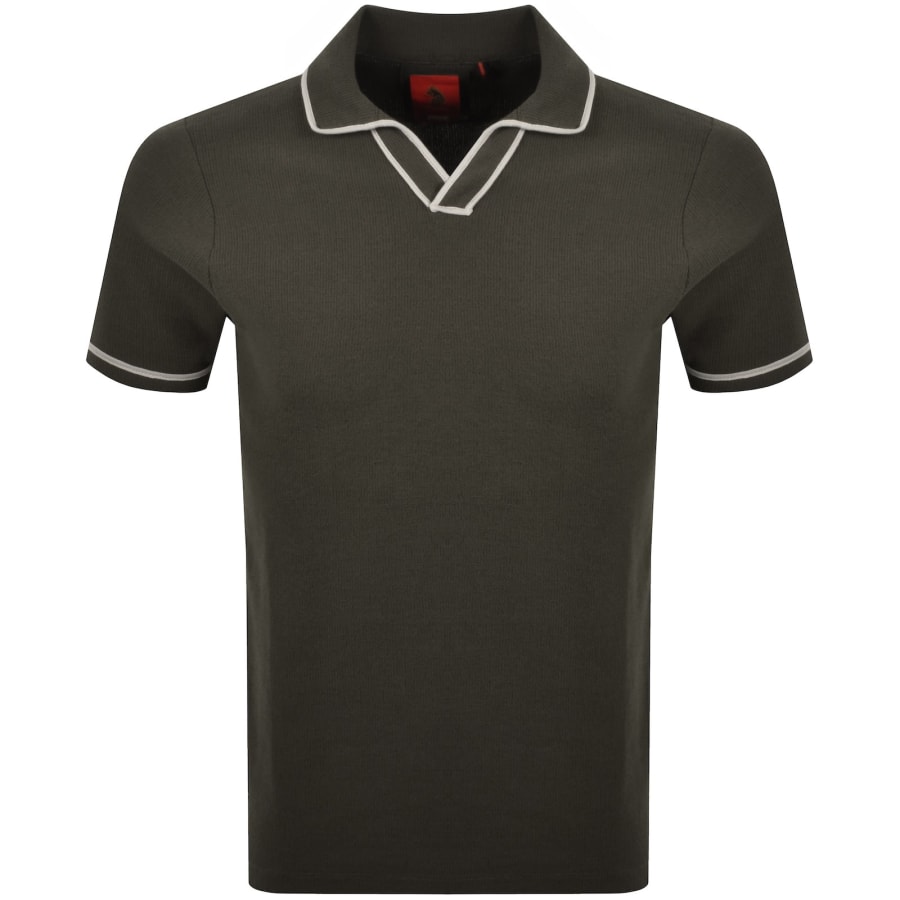 Image number 1 for Luke 1977 Krakatoa Knit Polo T Shirt Khaki