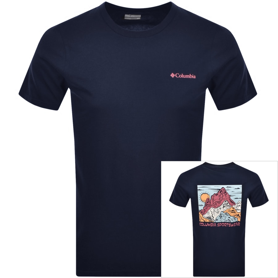 Image number 1 for Columbia Outdoor Back Graphic T Shirt Navy