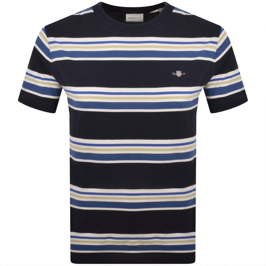 Image number 1 for Gant Multistripe T Shirt Evening Blue