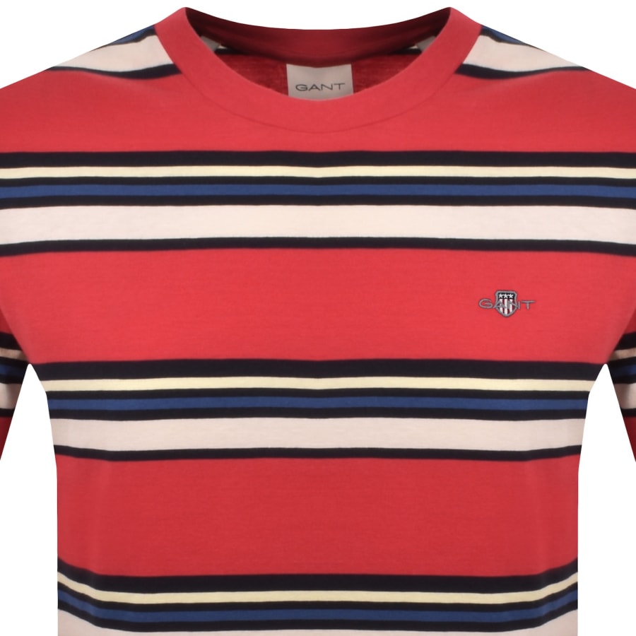 Image number 2 for Gant Multistripe T Shirt Rose Red