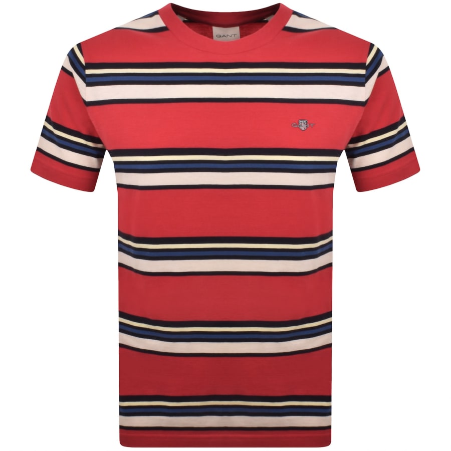 Image number 1 for Gant Multistripe T Shirt Rose Red