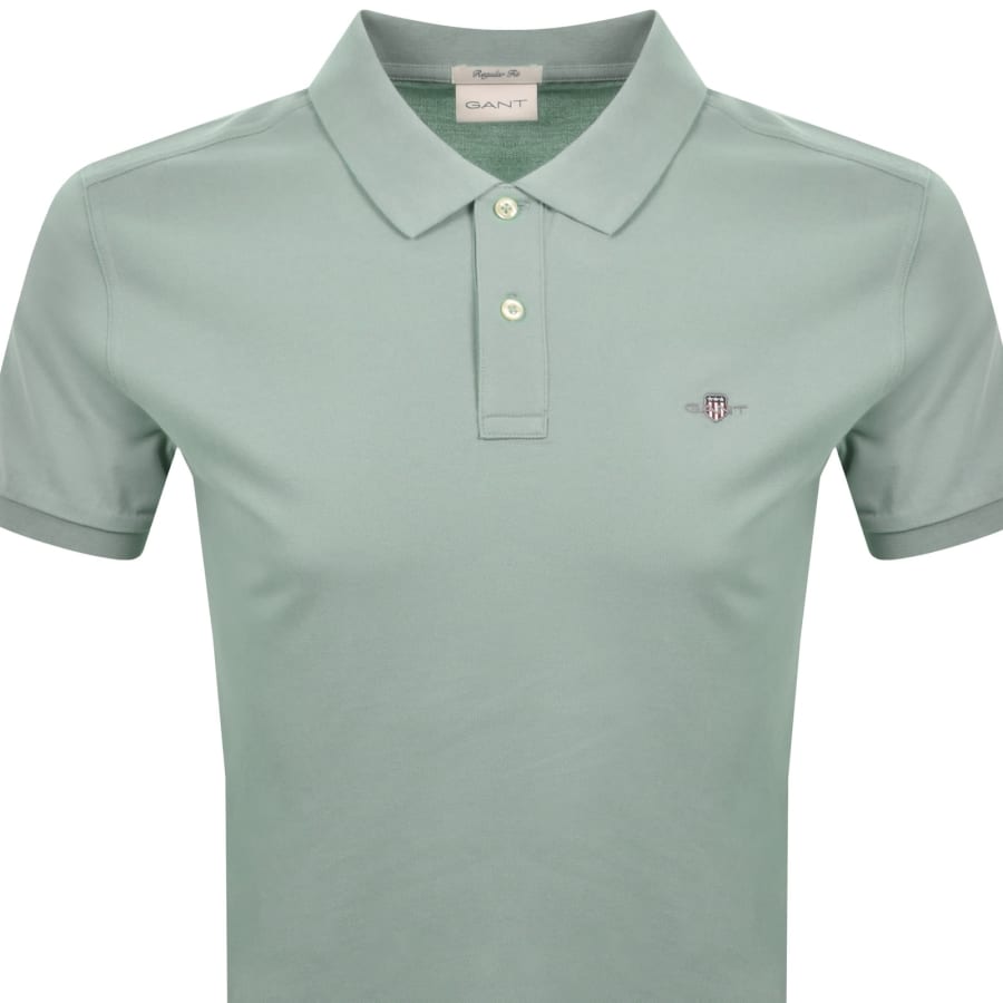 Image number 2 for Gant Regular Fit Shield Pique Polo T Shirt Grey
