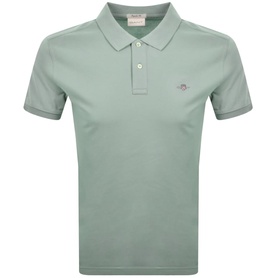 Image number 1 for Gant Regular Fit Shield Pique Polo T Shirt Grey