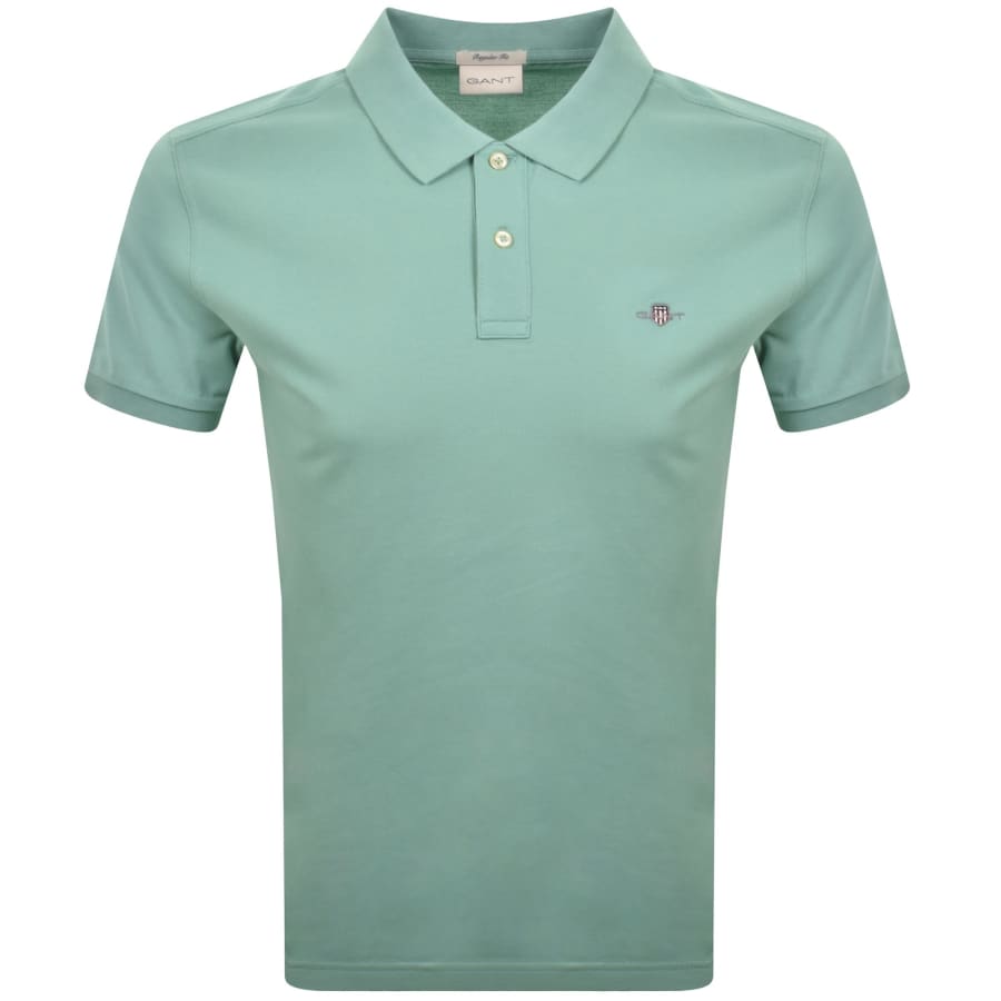 Image number 1 for Gant Regular Fit Shield Pique Polo T Shirt Green