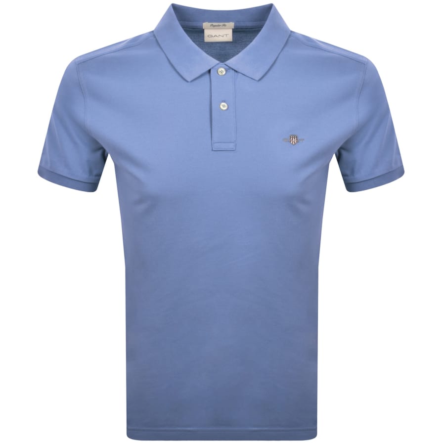Image number 1 for Gant Regular Fit Shield Pique Polo T Shirt Blue