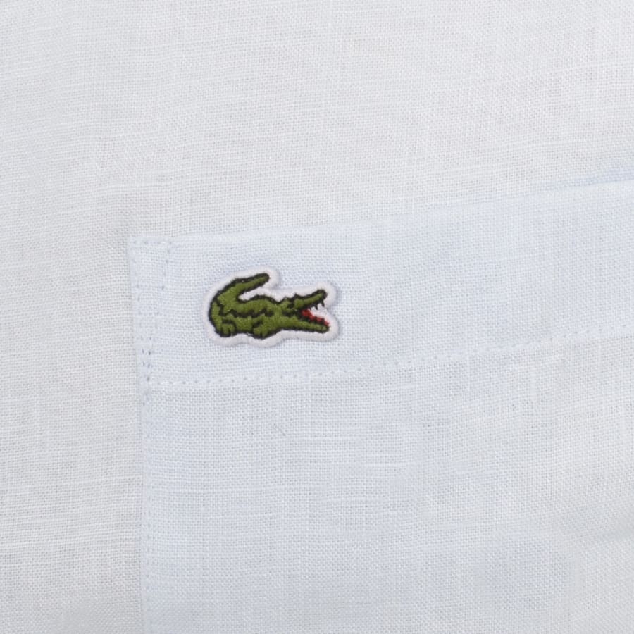 Image number 3 for Lacoste Short Sleeved Linen Shirt Blue
