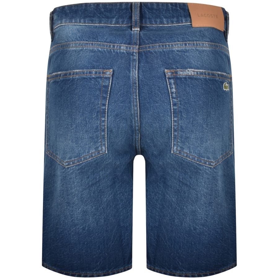 Image number 3 for Lacoste Straight Fit Denim Shorts Mid Wash Blue