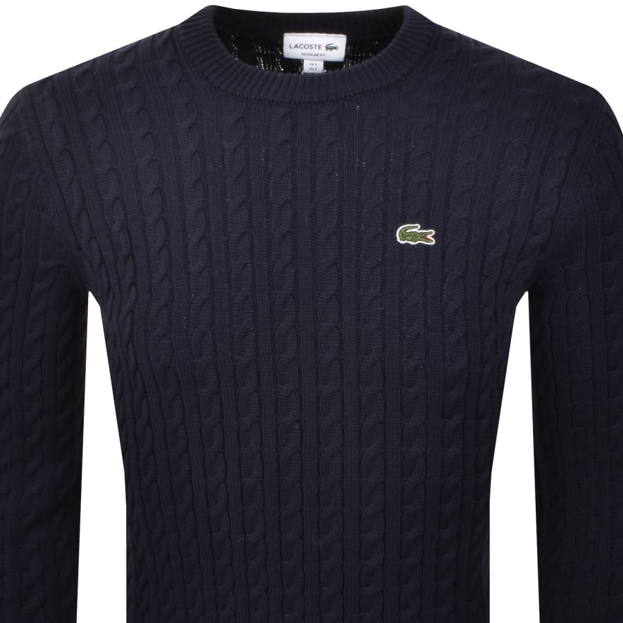 Image number 2 for Lacoste Cable Knit Jumper Navy