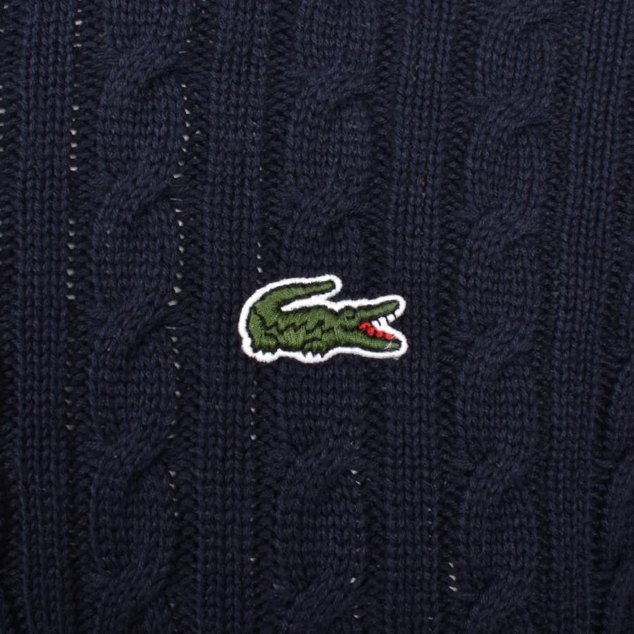 Image number 3 for Lacoste Cable Knit Jumper Navy