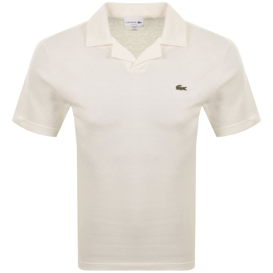 Image number 1 for Lacoste Cotton Linen Pique Polo Off White