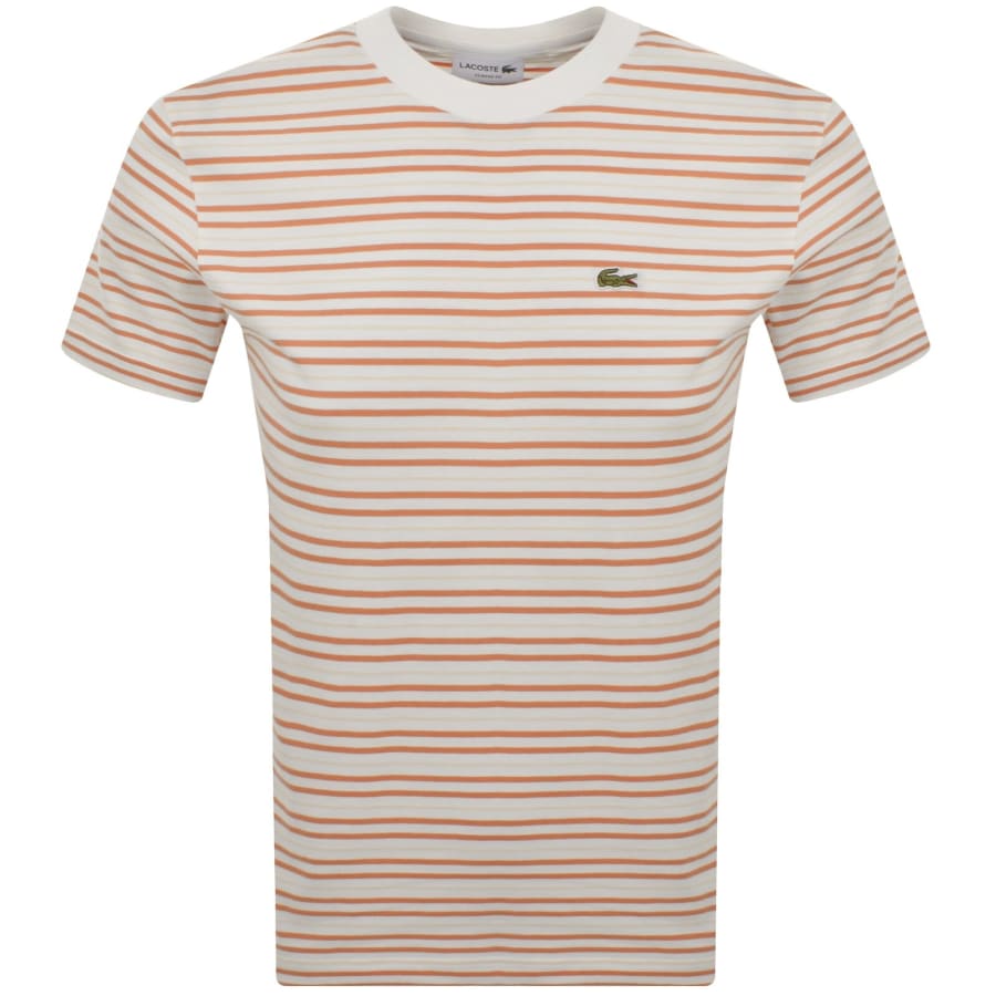 Image number 1 for Lacoste Stripe T Shirt Orange