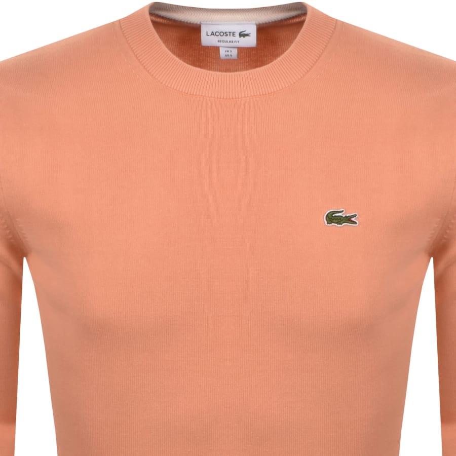 Image number 2 for Lacoste Crew Neck Knit Jumper Coral Orange