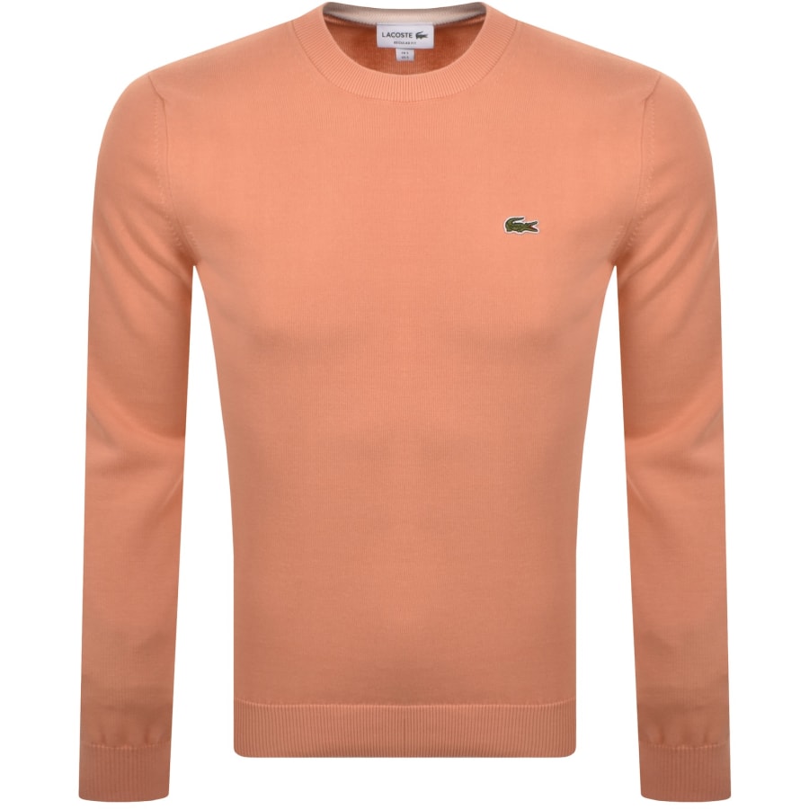 Image number 1 for Lacoste Crew Neck Knit Jumper Coral Orange