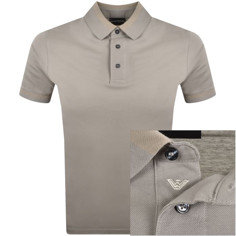 Image number 1 for Emporio Armani Short Sleeved Polo T Shirt Grey