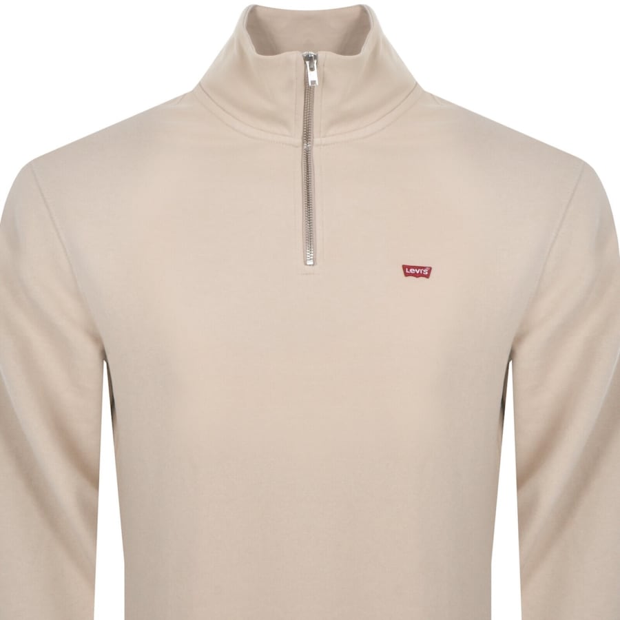 Image number 2 for Levis Original Quarter Zip Sweatshirt Beige