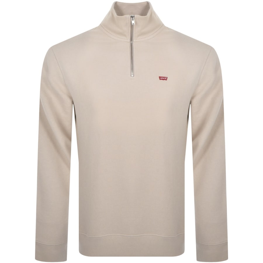 Image number 1 for Levis Original Quarter Zip Sweatshirt Beige