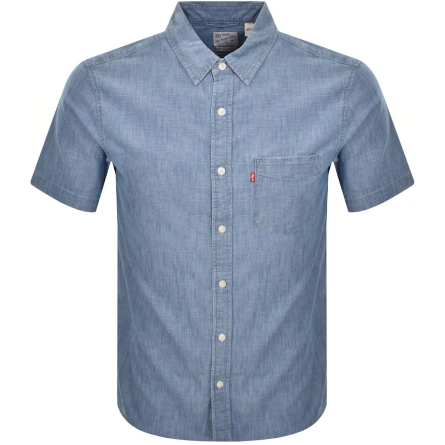 Image number 1 for Levis Sunset Pocket Short Sleeved Shirt Blue