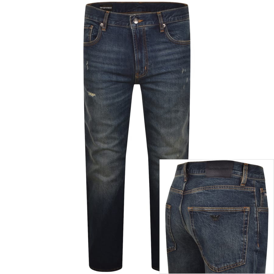 Image number 1 for Emporio Armani J76 Straight Fit Jeans Blue