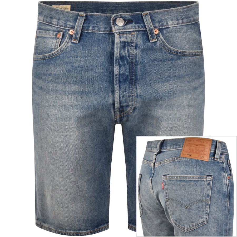 Image number 1 for Levis Original Fit 501 Denim Shorts Light Blue