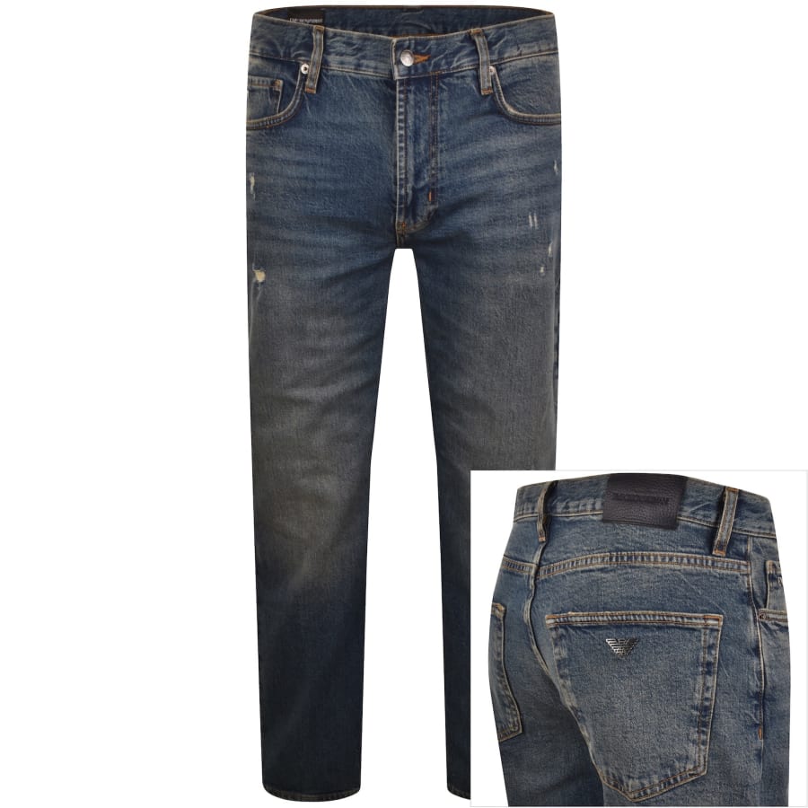 Image number 1 for Emporio Armani J76 Straight Fit Jeans Blue