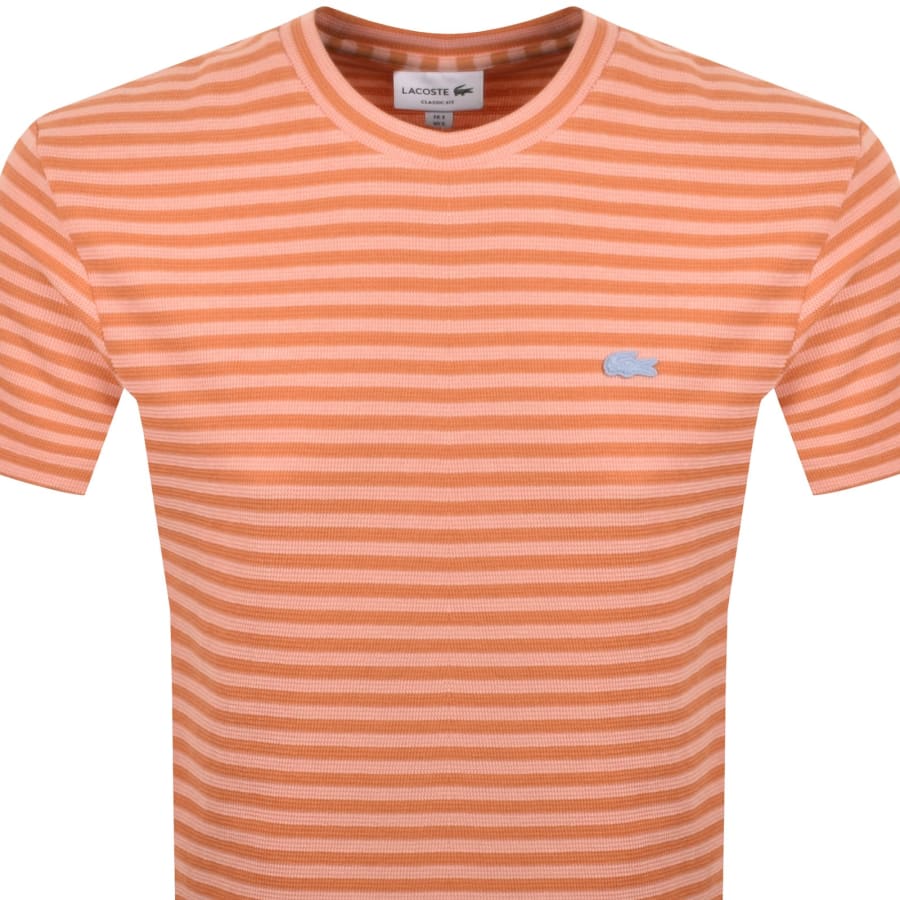 Image number 2 for Lacoste Stripe T Shirt Coral Pink