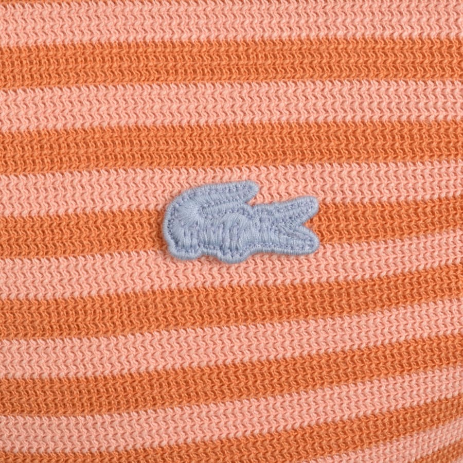 Image number 3 for Lacoste Stripe T Shirt Coral Pink