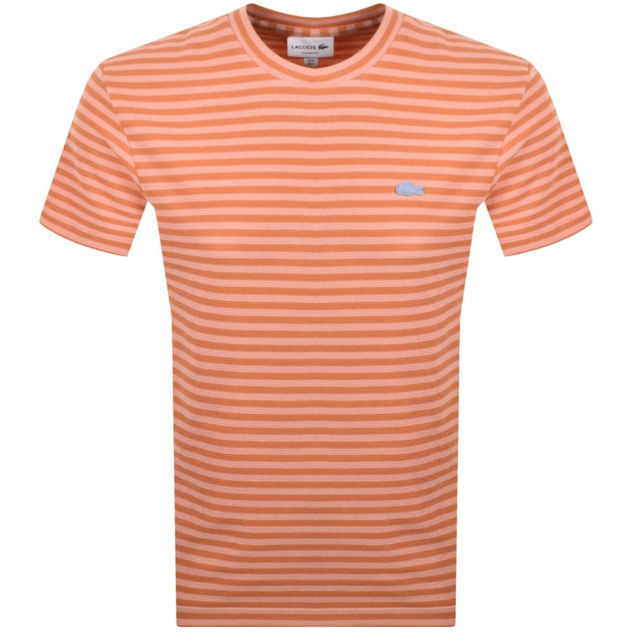 Image number 1 for Lacoste Stripe T Shirt Coral Pink