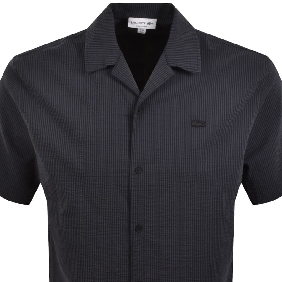 Image number 2 for Lacoste Relaxed Fit Seersucker Shirt Black