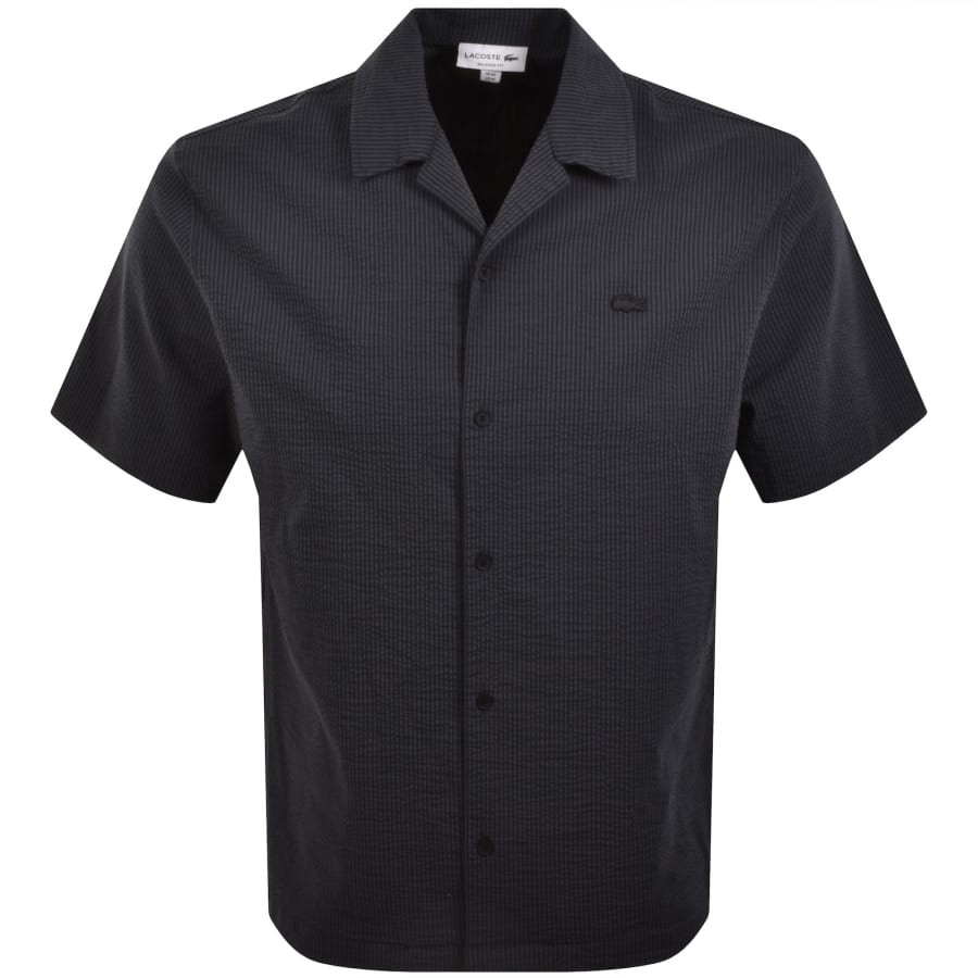 Image number 1 for Lacoste Relaxed Fit Seersucker Shirt Black