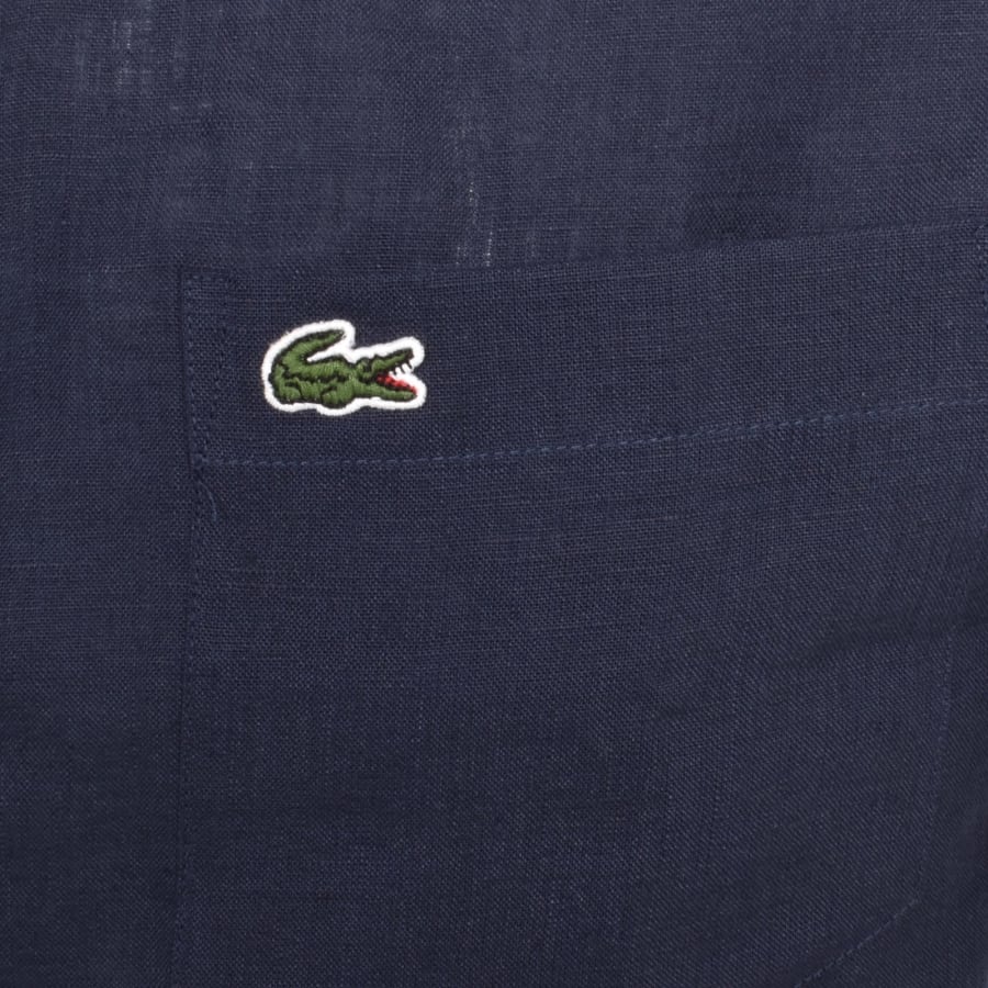 Image number 3 for Lacoste Linen Short Sleeved Shirt Navy