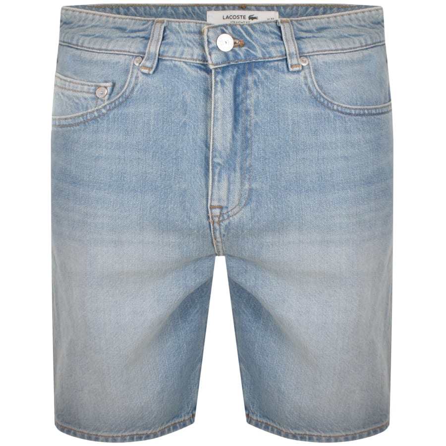 Image number 2 for Lacoste Straight Fit Denim Shorts Light Wash Blue