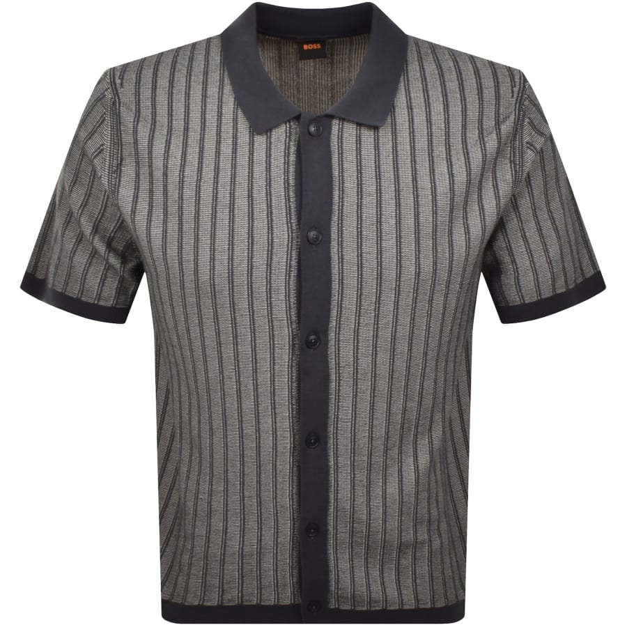 Image number 1 for BOSS Kodd Relaxed Knit Polo Shirt Dark Blue