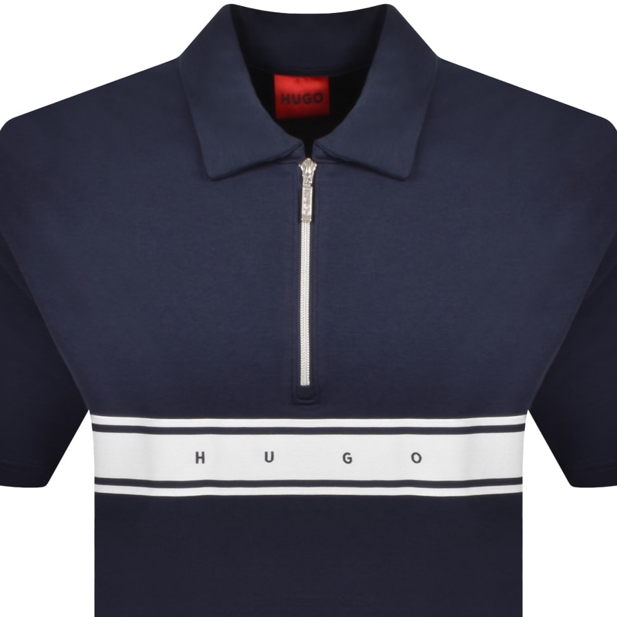 Image number 2 for HUGO Nautix Zip Polo T Shirt Navy