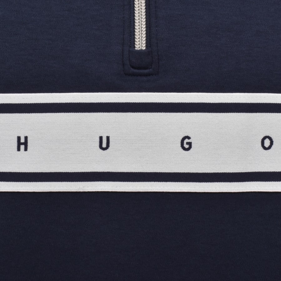 Image number 3 for HUGO Nautix Zip Polo T Shirt Navy