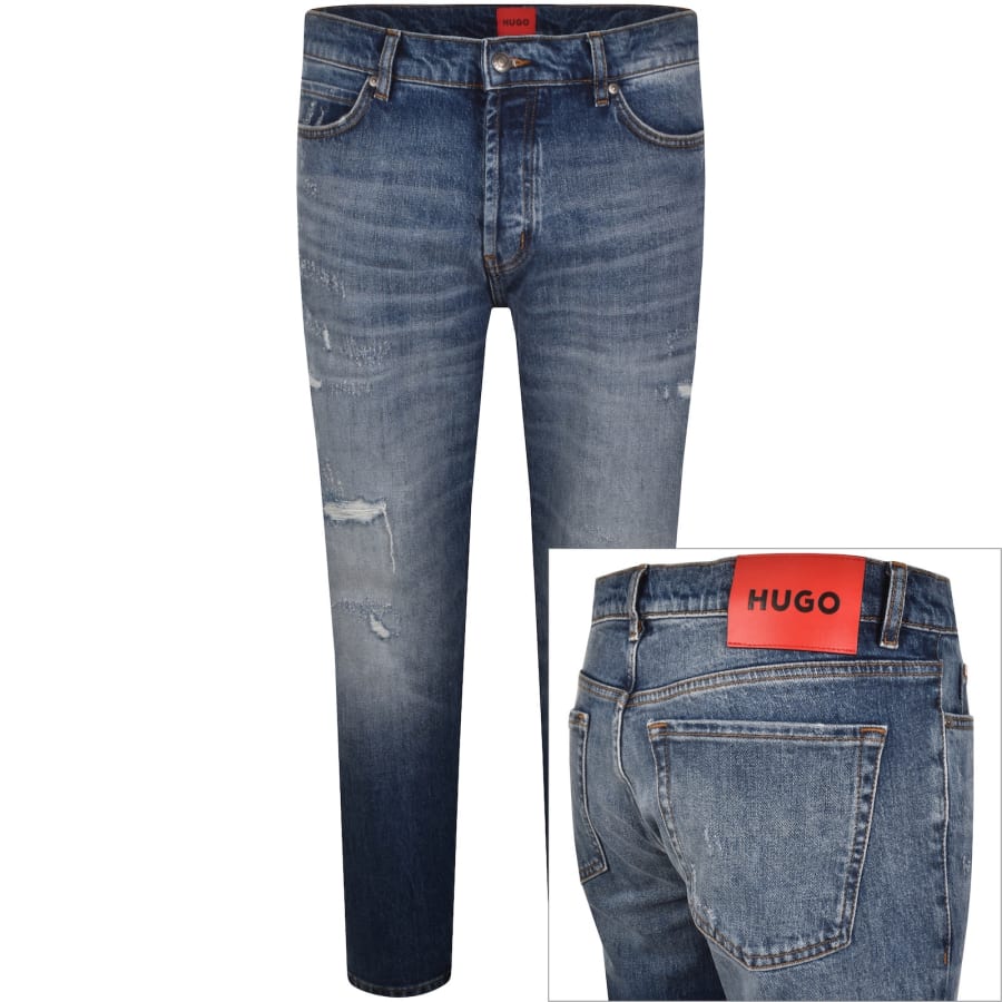 Image number 1 for HUGO 634 Tapered Fit Jeans Mid Wash Blue