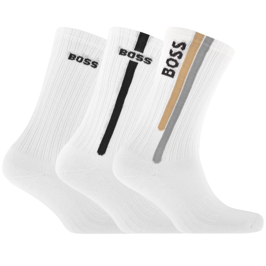 Image number 1 for BOSS Active 3 Pack Quarter Socks White