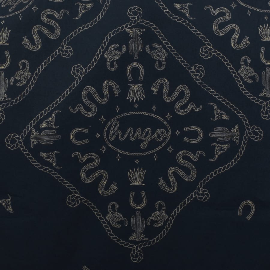 Image number 4 for HUGO Blue All Over Print Shirt Dark Blue