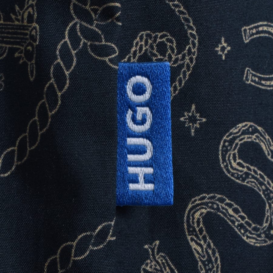 Image number 5 for HUGO Blue All Over Print Shirt Dark Blue